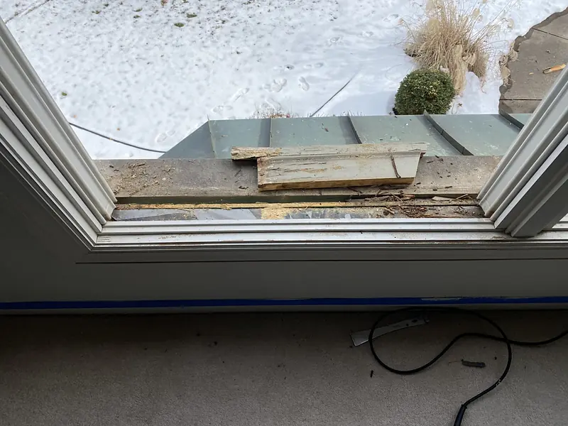 The same bay window seat with new wood fitted in
